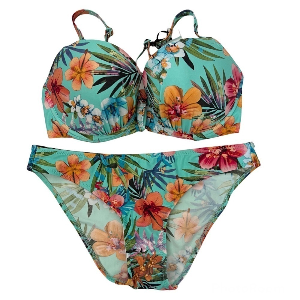 NWT! Pour Moi 2pc Swimsuit Set Top Size 34 DDD, Bottom Size 8 Multicilor